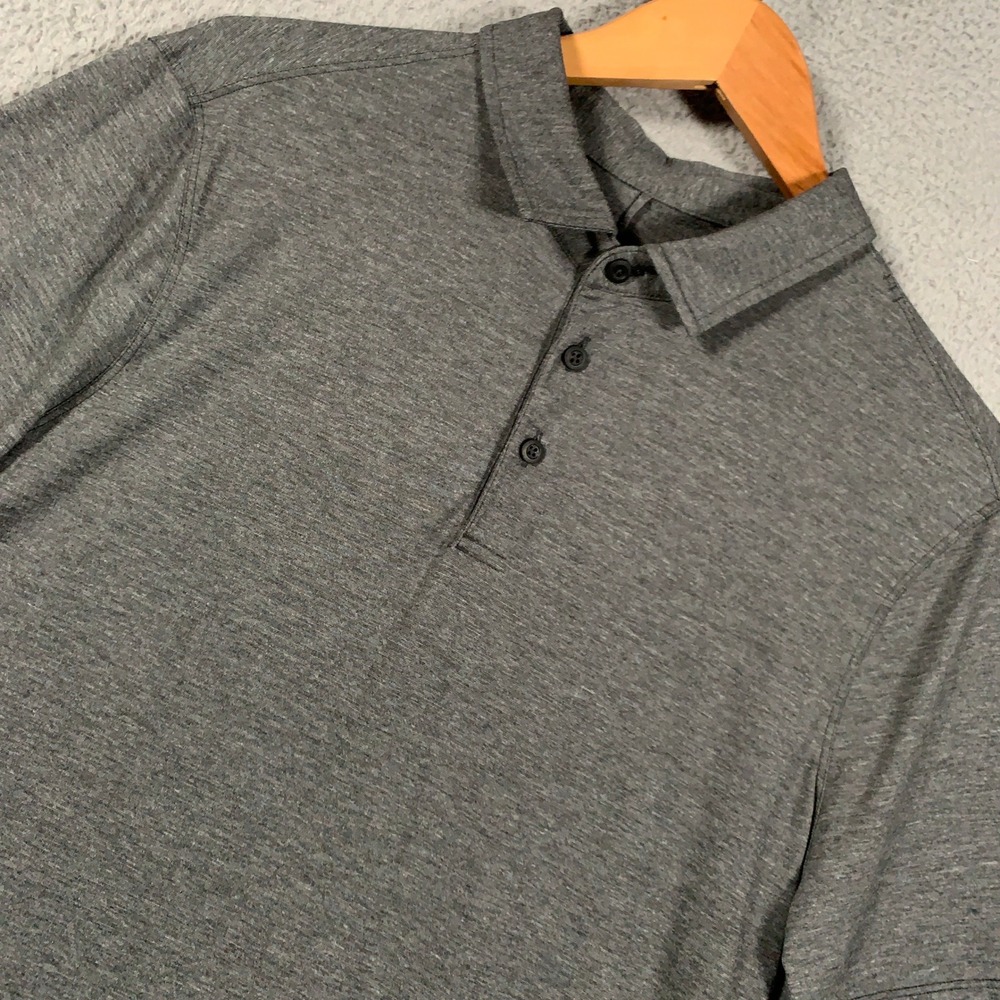 Lululemon Evolution Polo Shirt Mens Large Gray Short Sleeve Athletic Golf Casual